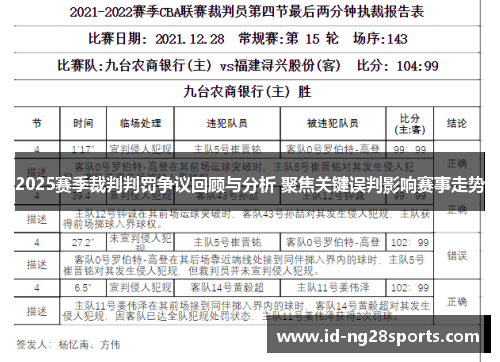 2025赛季裁判判罚争议回顾与分析 聚焦关键误判影响赛事走势