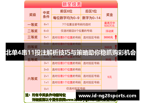 北单4串11投注解析技巧与策略助你稳抓购彩机会